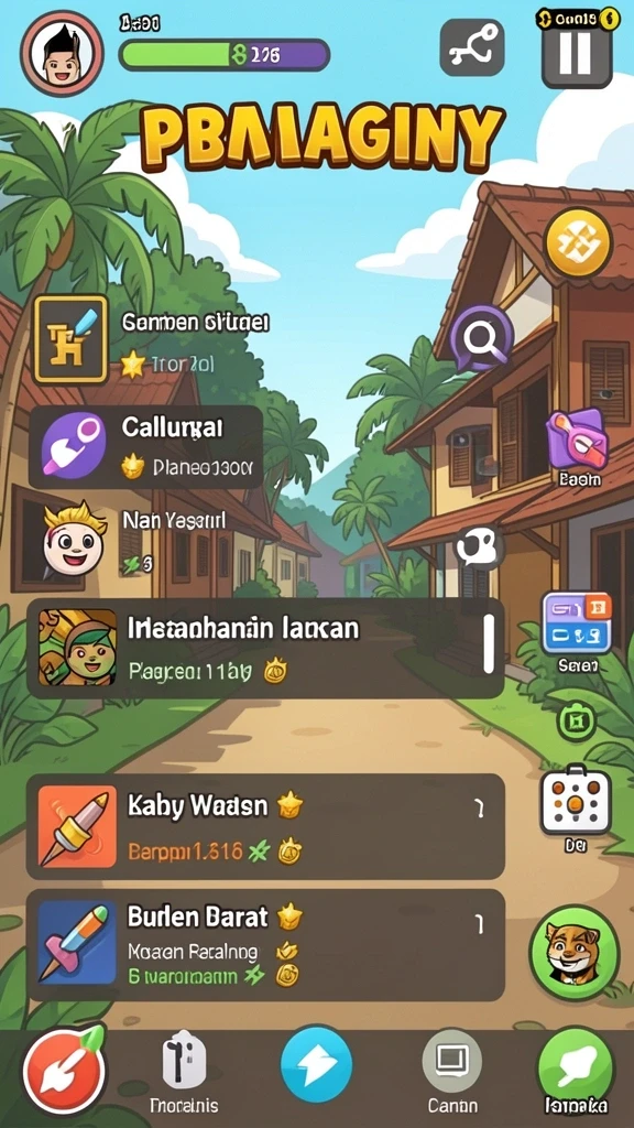 Tampilan karakter utama dengan latar belakang menawan.
