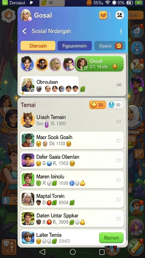 Fitur sosial yang memungkinkan interaksi dengan pemain lain.