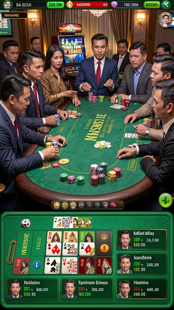 Screenshot ketiga menunjukkan kustomisasi karakter dengan berbagai pilihan kostum.